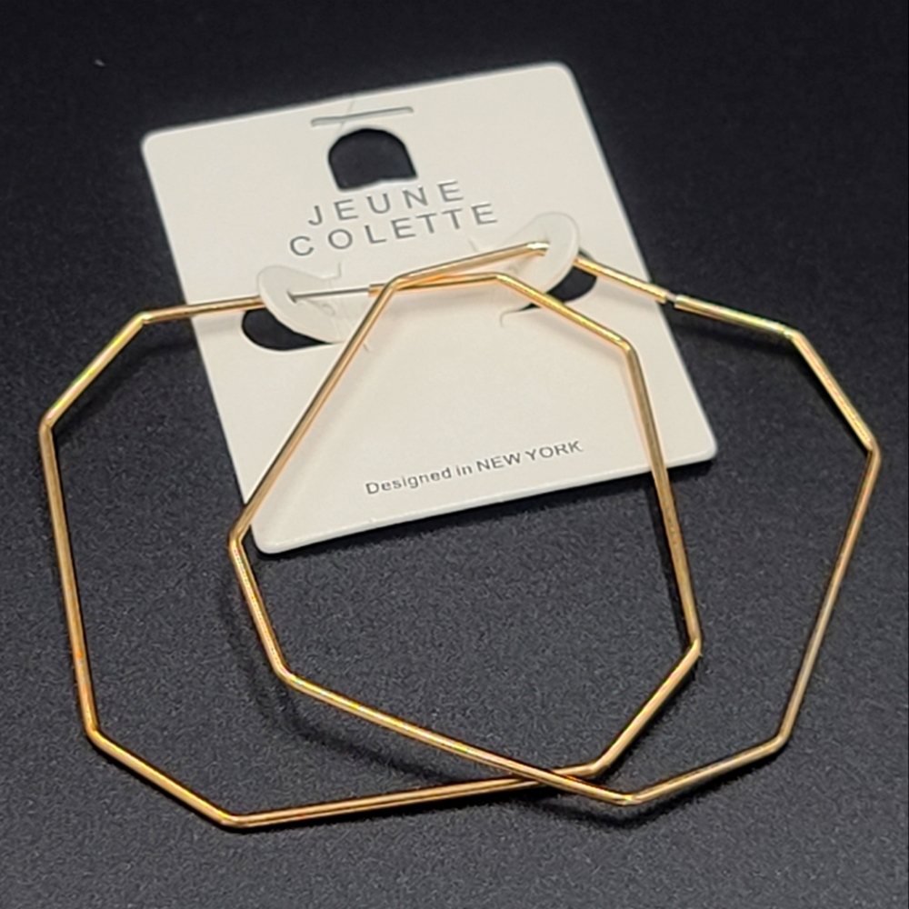 Gold tone octagon shaped earrings